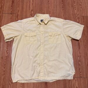 Stussy Men's Button Up Shirt XL Collared Preppy Yellow Pocket